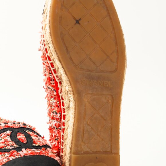 Chanel 21C Coral Tweed Grosgrain CC-Logo Espadrilles - Picture 6 of 13